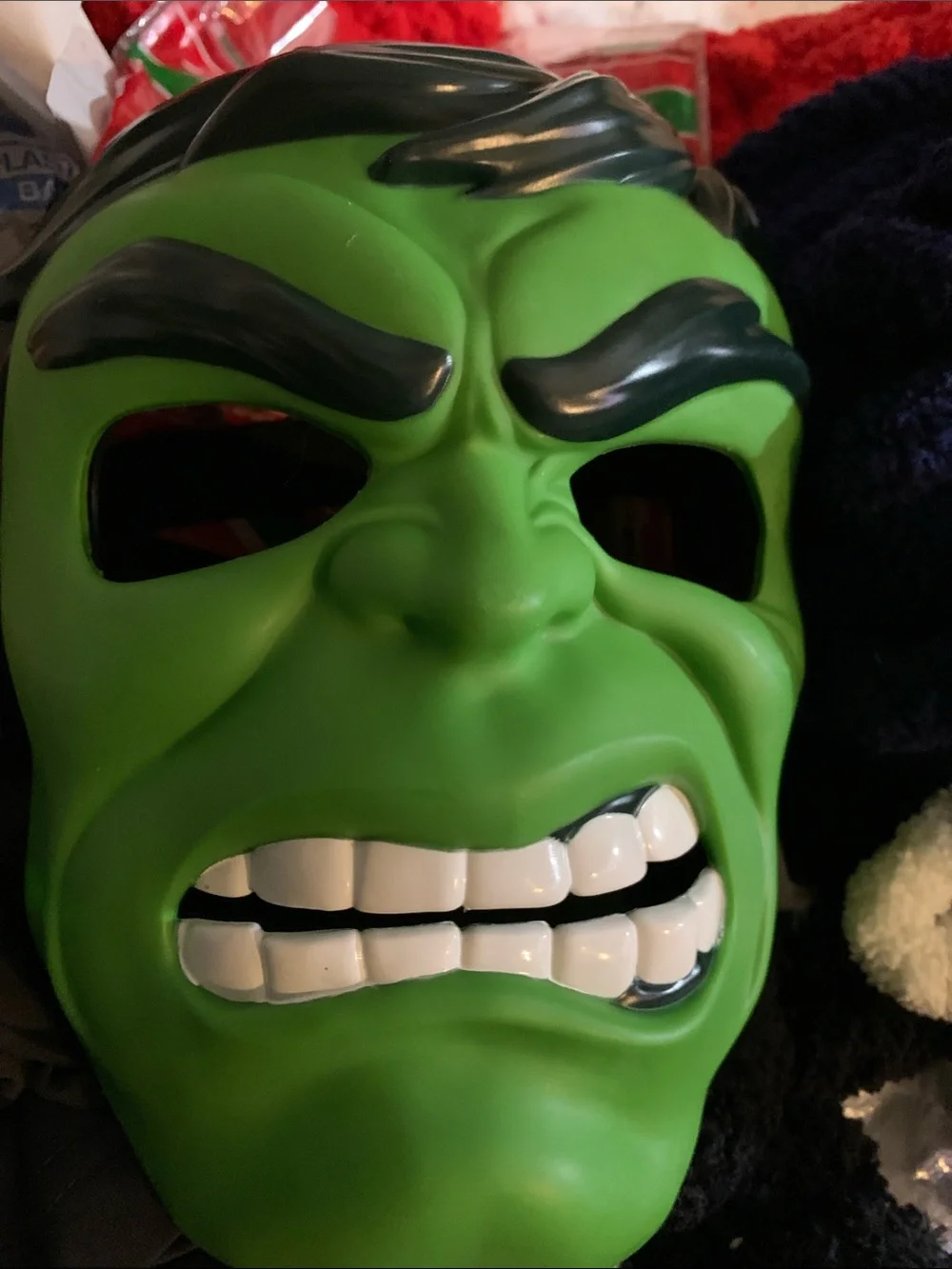 Green Plastic Marvel Advenger Hulk Hero Face Mask With Strap